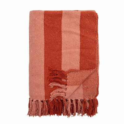 Bloomingville - plaid frello orange rouge - 130x160cm - coton recyclé