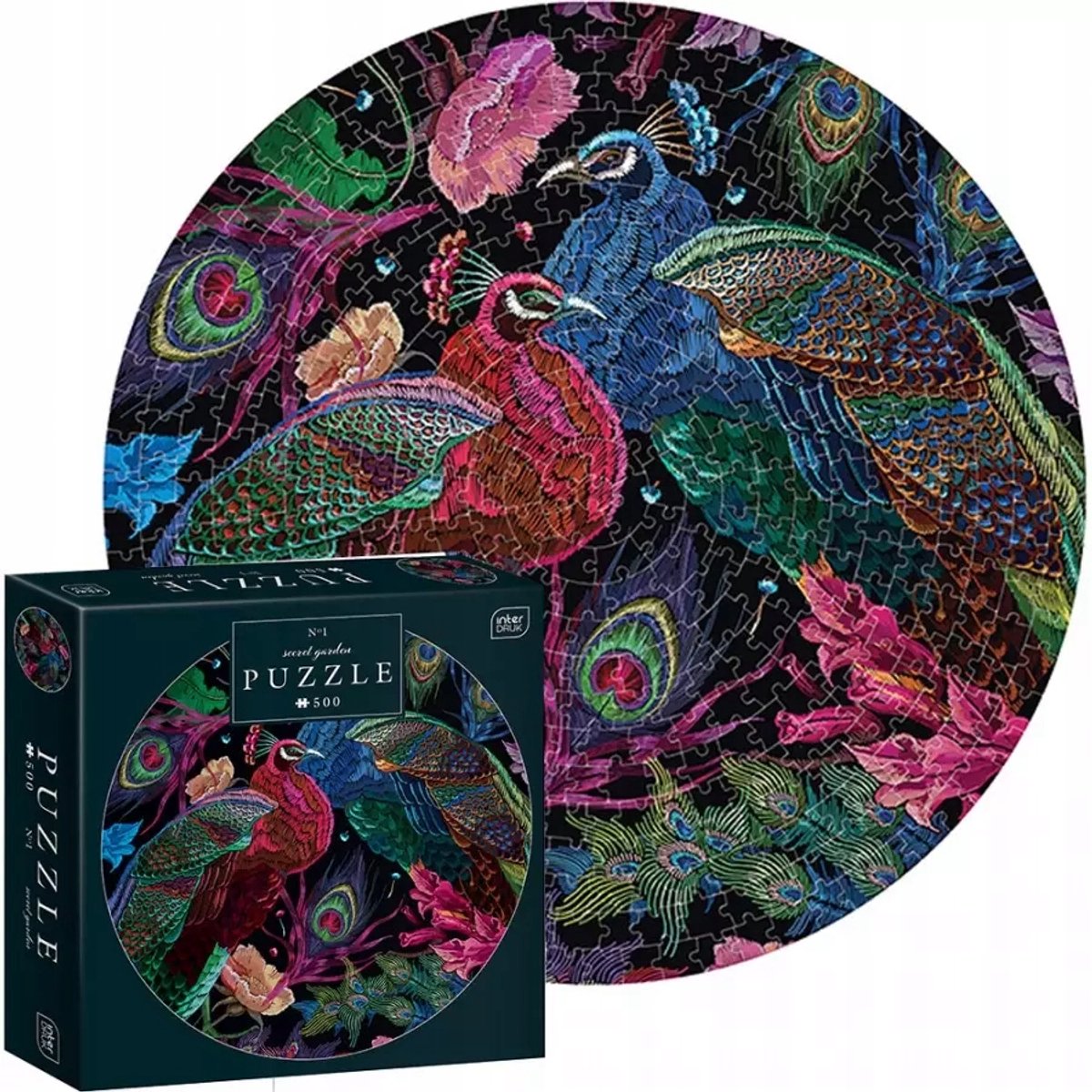 Geronimo games interdruk puzzle 500 pièces - couleurs de la nature, autour du paon