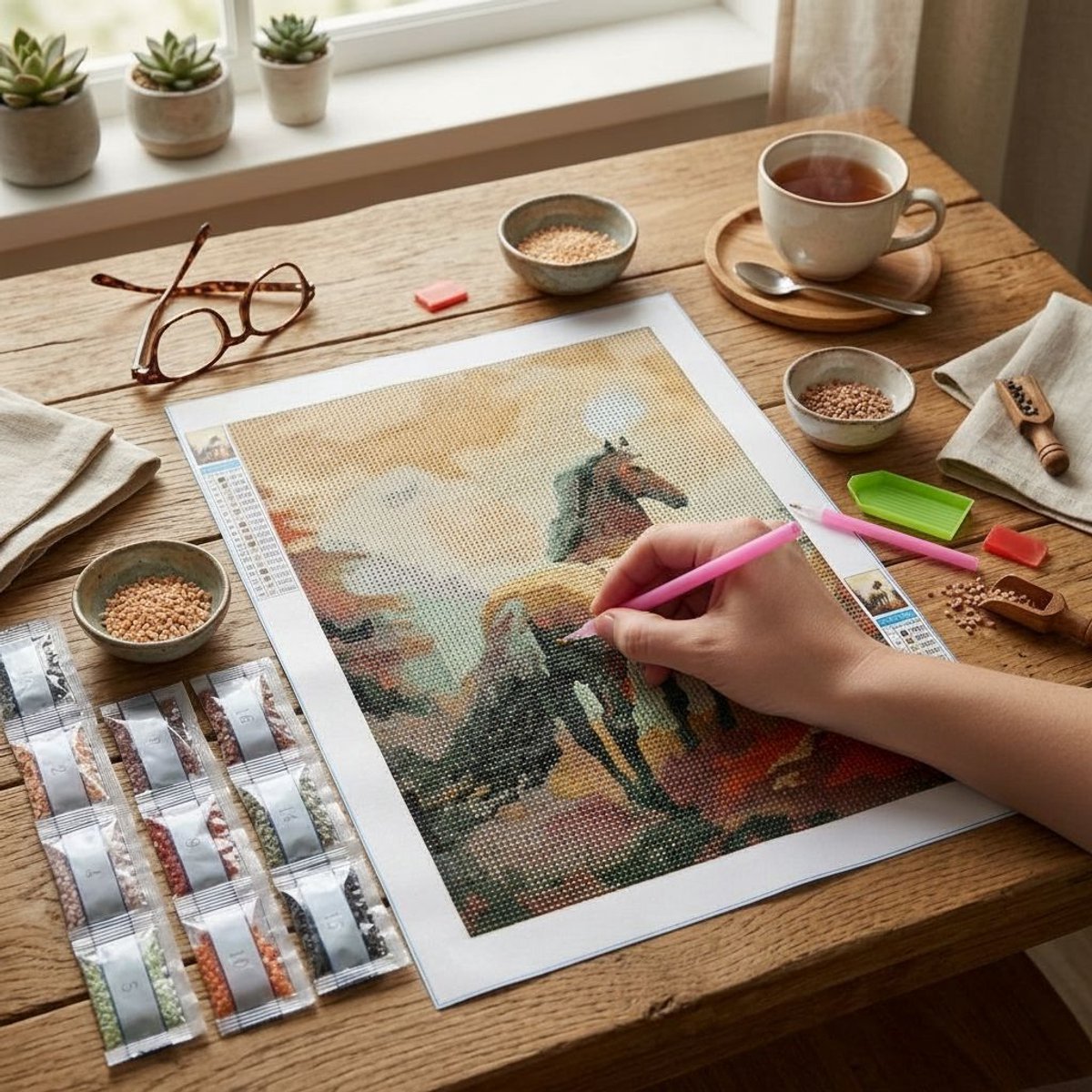 Craftline Diamond Painting - 30x40 cm - Kit de peinture diamant avec pierres - Kit de bricolage pour peinture diamant - Art diamant pour adultes et enfants - Kit de loisirs créatifs - 1 variante aléatoire
