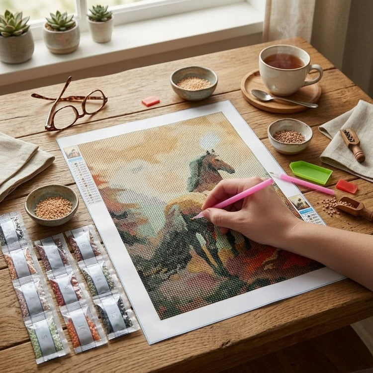 Craftline Diamond Painting - 30x40 cm - Kit de peinture diamant avec pierres - Kit de bricolage pour peinture diamant - Art diamant pour adultes et enfants - Kit de loisirs créatifs - 1 variante aléatoire
