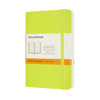 Carnet classique Moleskine - pochette - couverture souple - ligné - vert citron