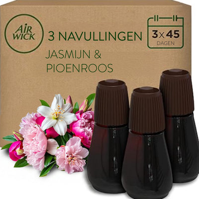 Brume essentielle Air wick 3 recharges rafraîchissantes pivoine et jasmin