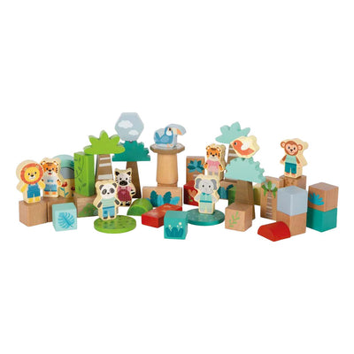 Small foot - blocs de construction en bois amis de la jungle fsc - 50 pcs.