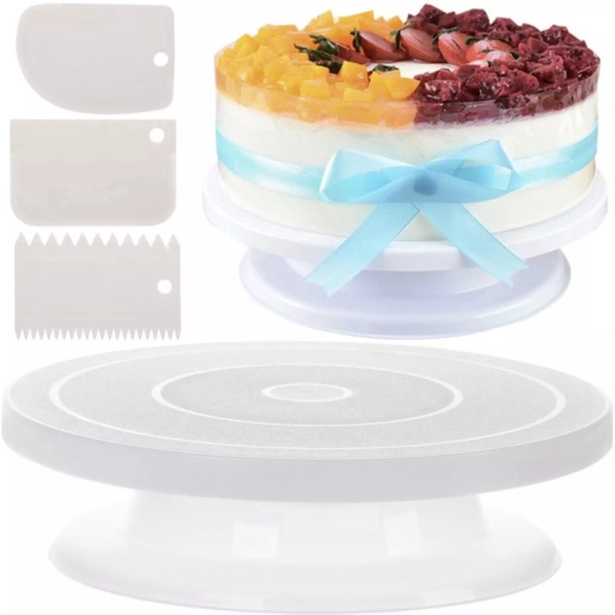Support à gâteau rotatif Ruhhy avec spatules de décoration – facilite la cuisson.