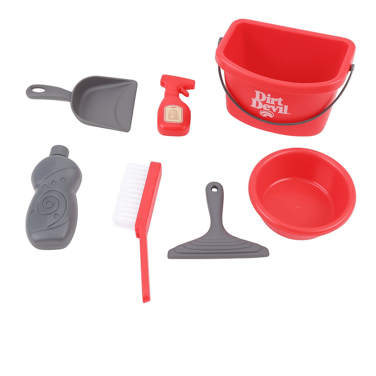 Jouet de nettoyage Dirt Devil – Ensemble de jouets 7 pièces avec seau, brosse, flacon pulvérisateur, grattoir et accessoires – Kit de nettoyage de jeu de rôle pour les enfants à partir de 3 ans