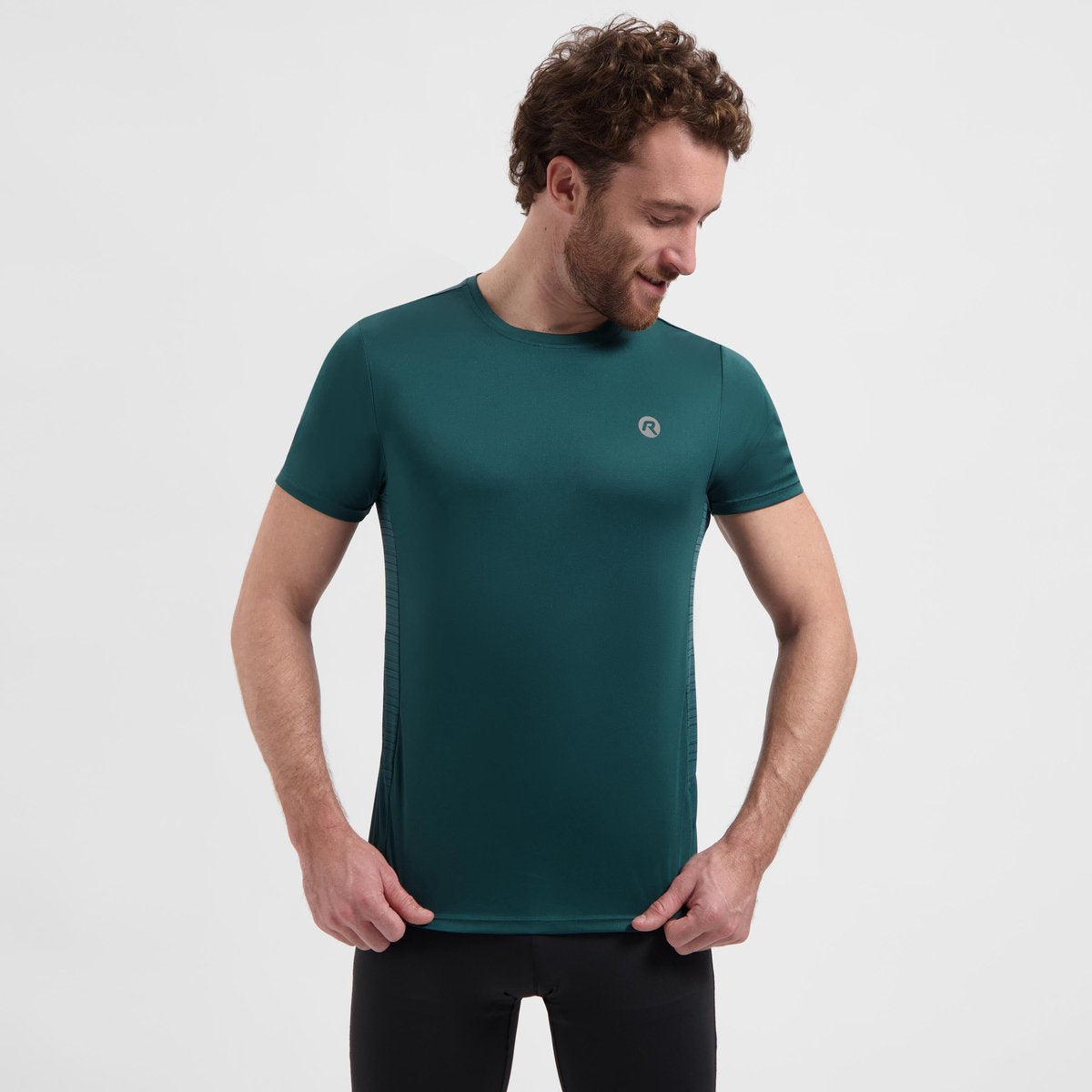 Rogelli core chemise de course hommes - manches courtes - sarcelle - s