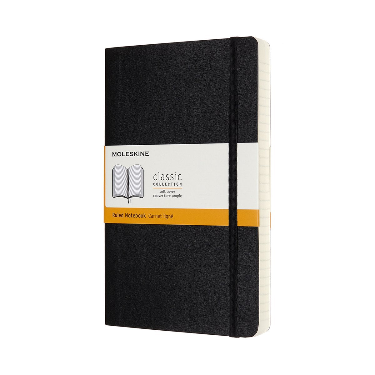 Carnet classique Moleskine - étendu - grand - couverture souple - ligné - noir