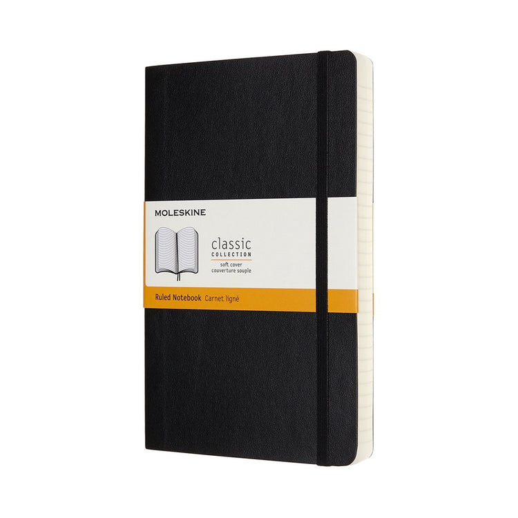 Carnet classique Moleskine - étendu - grand - couverture souple - ligné - noir