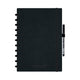 Carnet effaçable Correctbook A4 - couverture rigide en cuir artificiel noir encre - vierge - carnet réutilisable - avec lingette pour stylo - peut être complété par des pages supplémentaires