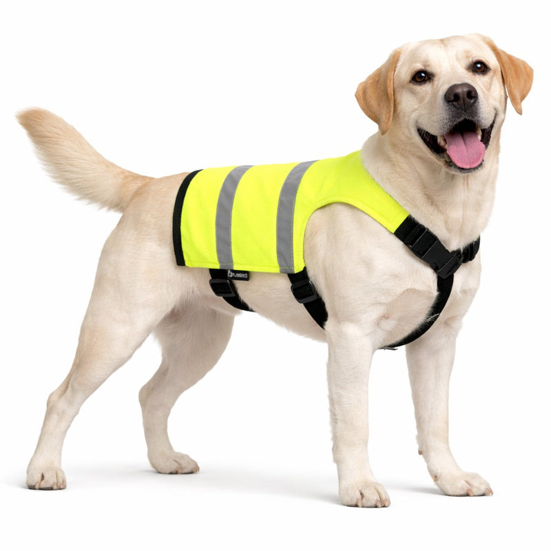 Manteau pour chien Flamingo - wasyl jaune fluo - gilet de sécurité réfléchissant - réglable - fermeture à clic - taille XL - a:51cm b:60-68cm c:87,5-112,5cm d:80-111cm