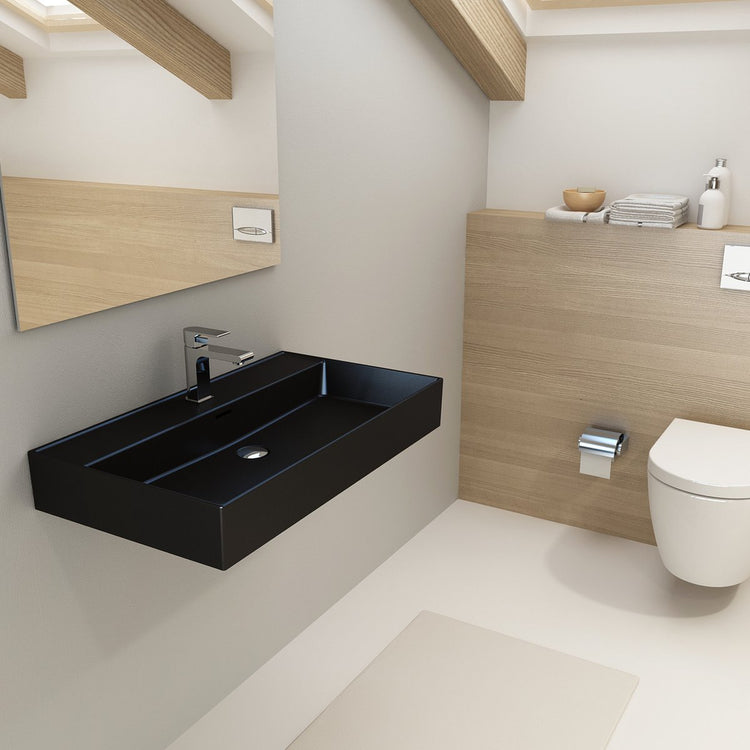 Lavabo Plieger Kansas - avec trou pour robinetterie - 80 cm x 46,6 cm - noir mat