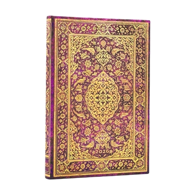 Paperblanks 2026 le verger (poésie persane) mini agenda horizontal flexible à couverture rigide de 12 mois 2026 (fermeture à bande élastique)