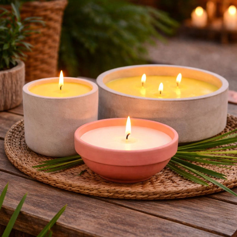 Bougie à la citronnelle Arti casa - 22 heures de combustion - pot en ciment - 10 x 10 cm - pour jardin et balcon