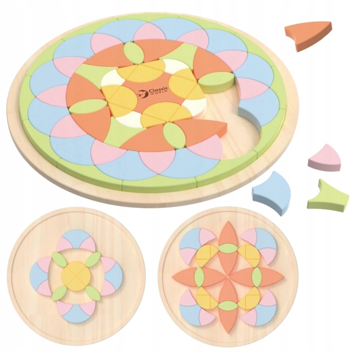 Fleur de puzzle de mandala en bois du monde classique