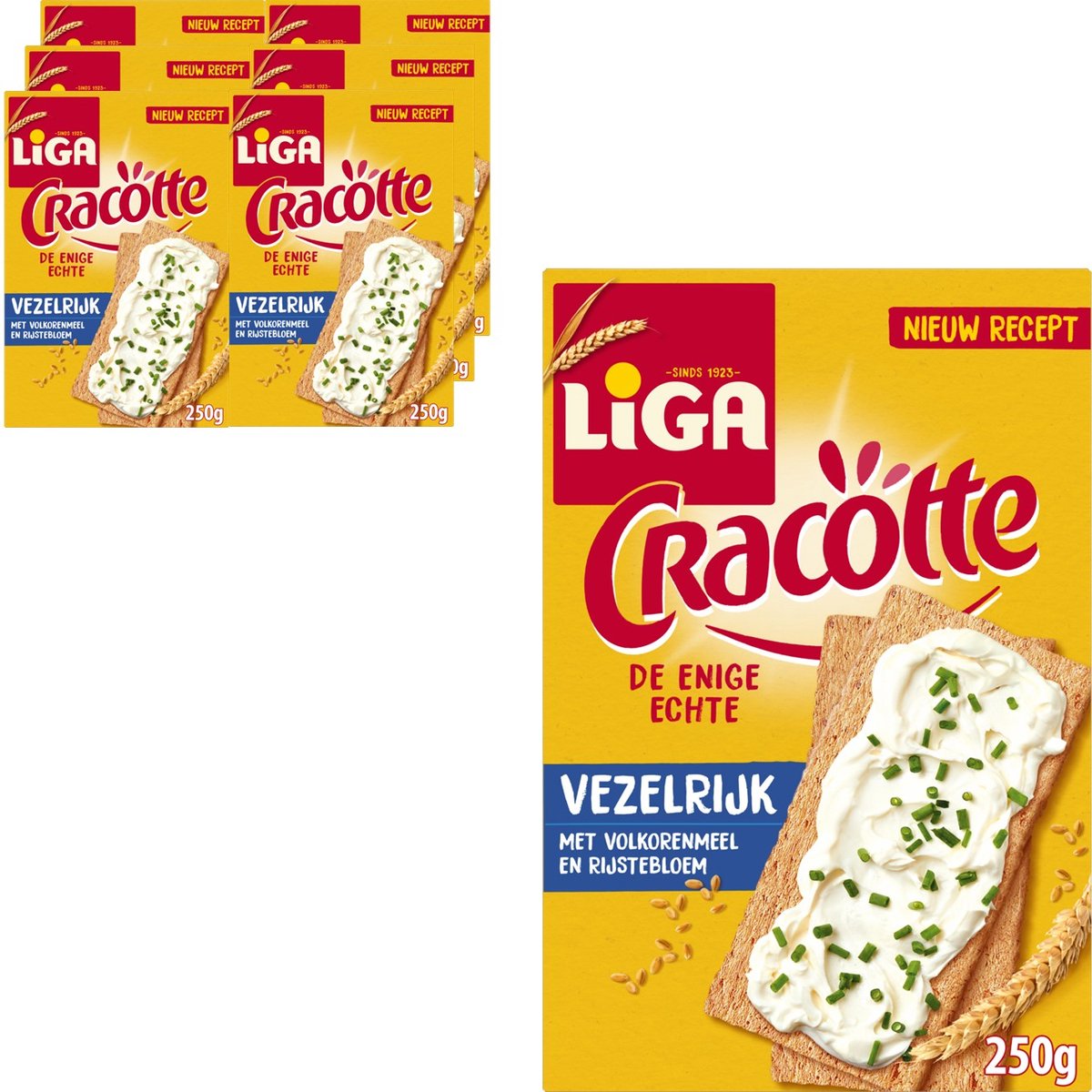 Liga cracotte crackers aérés riches en fibres 6 x 250g - crackers - substituts de pain - riche en fibres - petit déjeuner