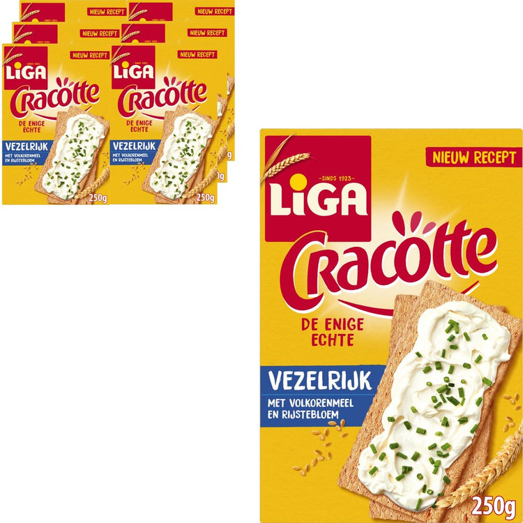 Liga cracotte crackers aérés riches en fibres 6 x 250g - crackers - substituts de pain - riche en fibres - petit déjeuner