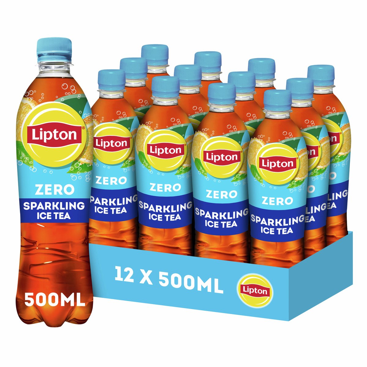 Bouteille pétillante de thé glacé Lipton - zéro sucre - sans sucre - 12 x 500 ml - pack économique