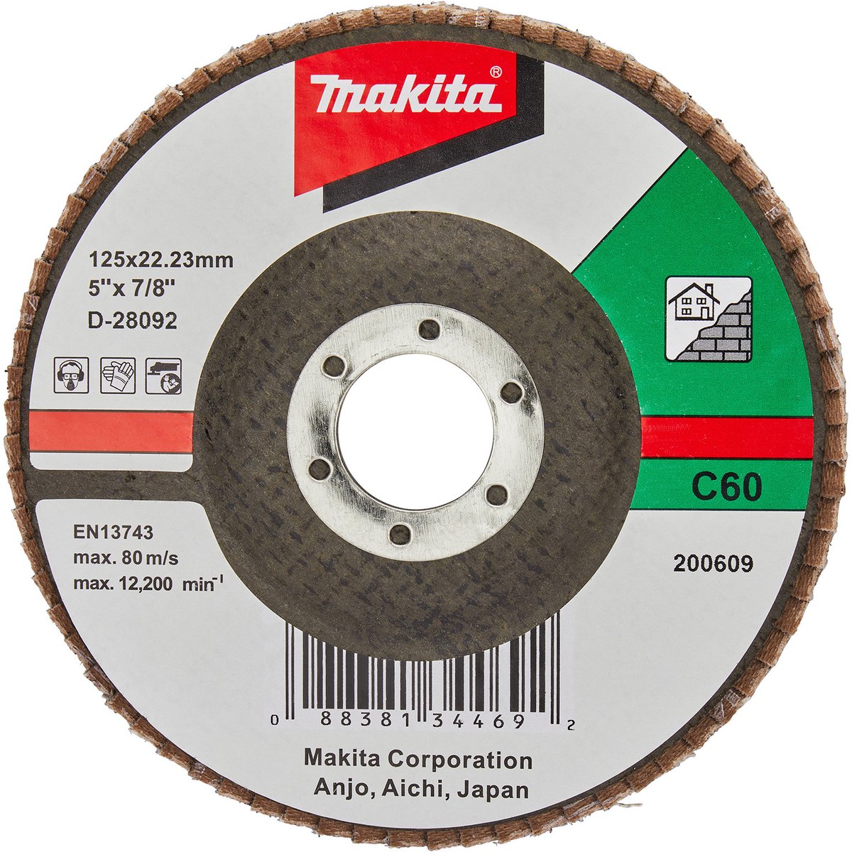 Accessoires Makita disque de ponçage à lamelles 125mm c60 - d-28092 - d-28092
