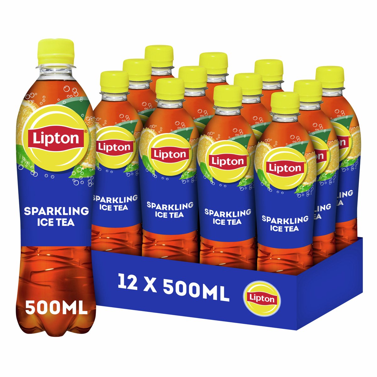 Bouteille pétillante de thé glacé Lipton - originale - faible en calories - 12 x 500 ml - pack économique