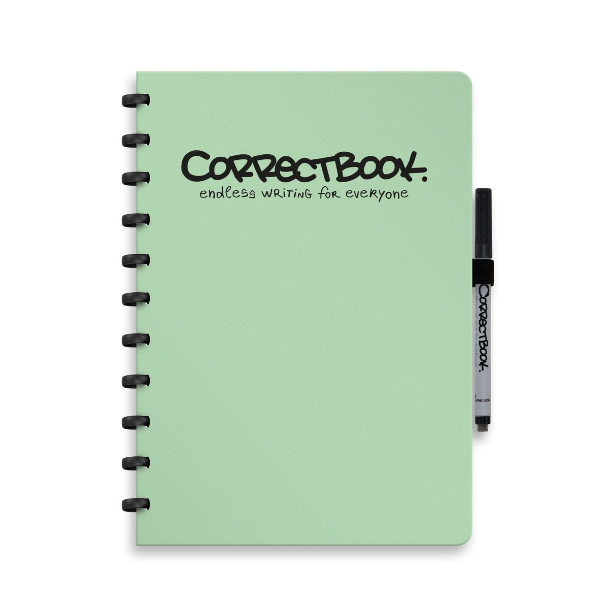 Carnet effaçable Correctbook a4 – menthe brumeuse – ligné – carnet réutilisable – avec lingette pour stylo – peut être complété par des pages supplémentaires