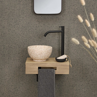 Etagère fontaine Differnz 40x25x10cm rectangle avec porte-serviettes chêne