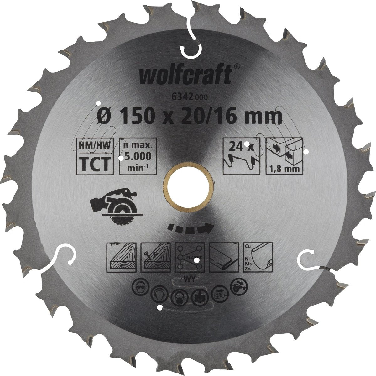 Wolfcraft - lame de scie circulaire 150 mm - 24 dents - alésage 20 16 mm - pour scie circulaire - 6342000