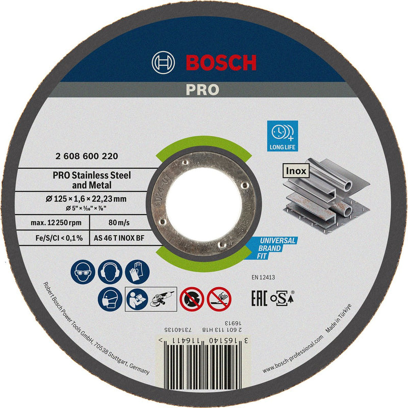 Bosch - disque à tronçonner droit expert pour l'acier inoxydable comme 46 t en acier inoxydable bf, 125 mm, 22,23 mm, 1,6 mm