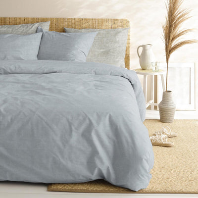 Housse de couette Cendrillon lyn - 1 personne - coton - 140x200 220 cm - gris clair + 1 taie d'oreiller 60x70
