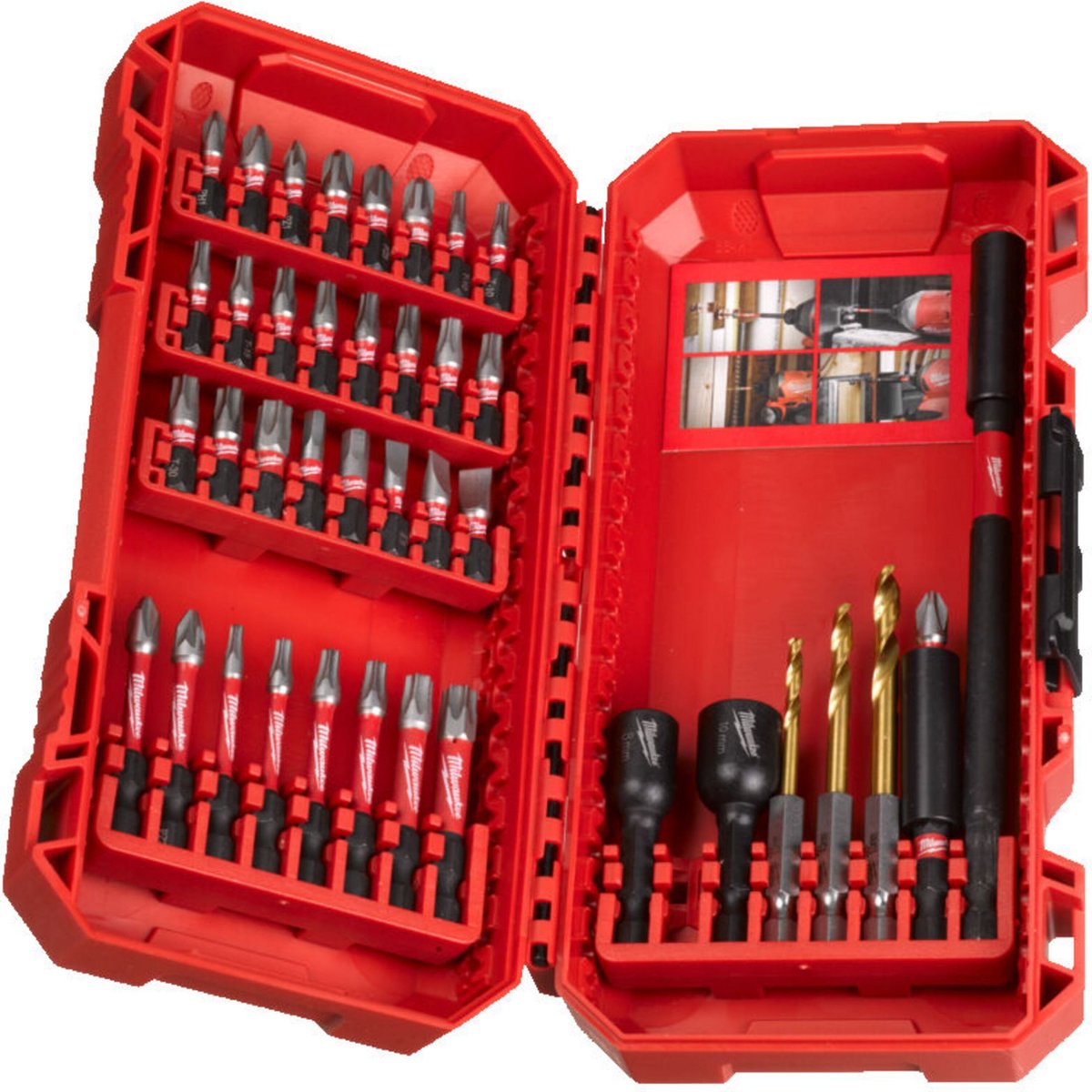 Jeu d'embouts Imp Milwaukee Shockwave™ Act Duty™ (40 pièces) Jeu d'embouts à vis Shockwave™ 40 pièces, embouts, douilles et forets hexagonaux rouges - 4932492004