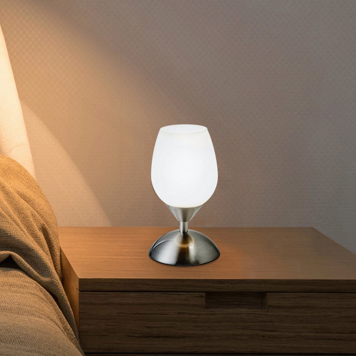 B.k.licht - lampe de table - lampe de chevet dimmable - lampe de table de salon avec verre - culot E14 - h : 19,5 cm