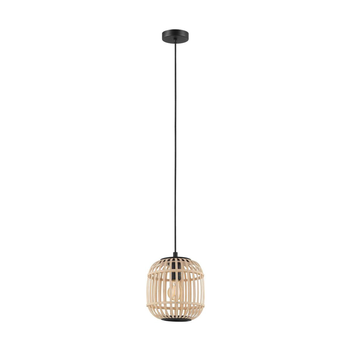 Lampe à suspension Eglo Bordesley - 1 lumière - ø21cm. - e27 - bambou, rotin - noir, marron