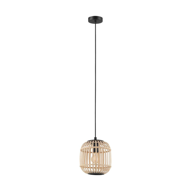 Lampe à suspension Eglo Bordesley - 1 lumière - ø21cm. - e27 - bambou, rotin - noir, marron