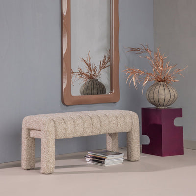 Banquette Woood frex tapissée - bouclé - marron - 48x110x43