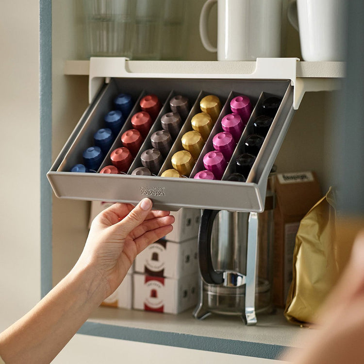 Joseph joseph tiroir organisateur tasses à café - cupboardstore - suspendu - plastique - gris