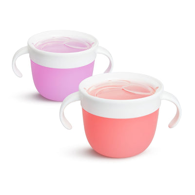Munchkin Baby Bowl 2-pack - Snack Catcher - Porte-collations anti-déversement pour les tout-petits - Bol à nourriture - Vaisselle pour enfants - Rose Violet