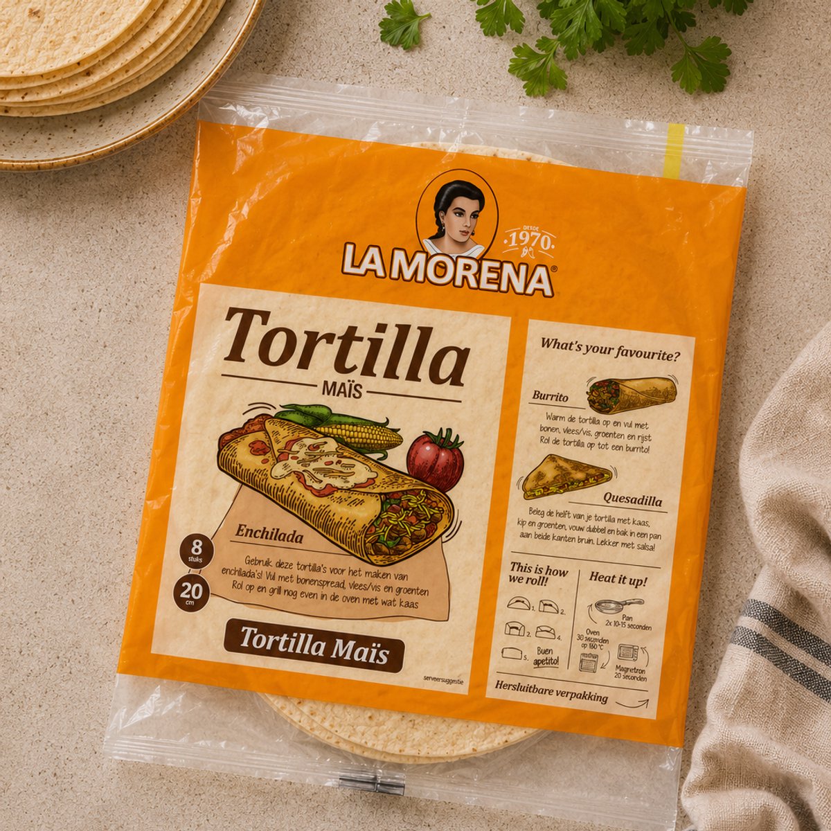 Tortillas La Morena avec 15% de maïs - 14 x 320 grammes