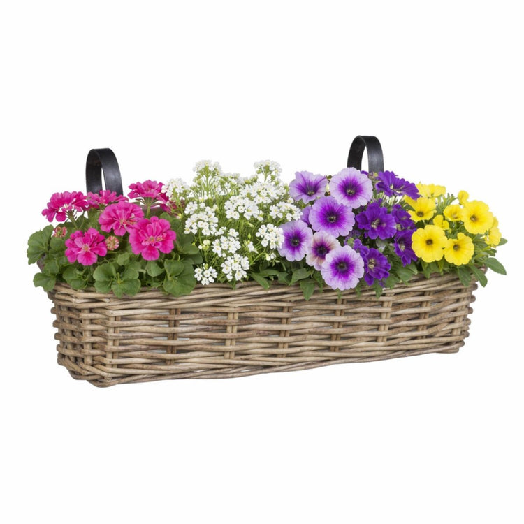 Décorations en mica panier suspendu pour plantes - 46 x 19 x 15 cm - tissé - jardinière à balustrade suspendue - supports