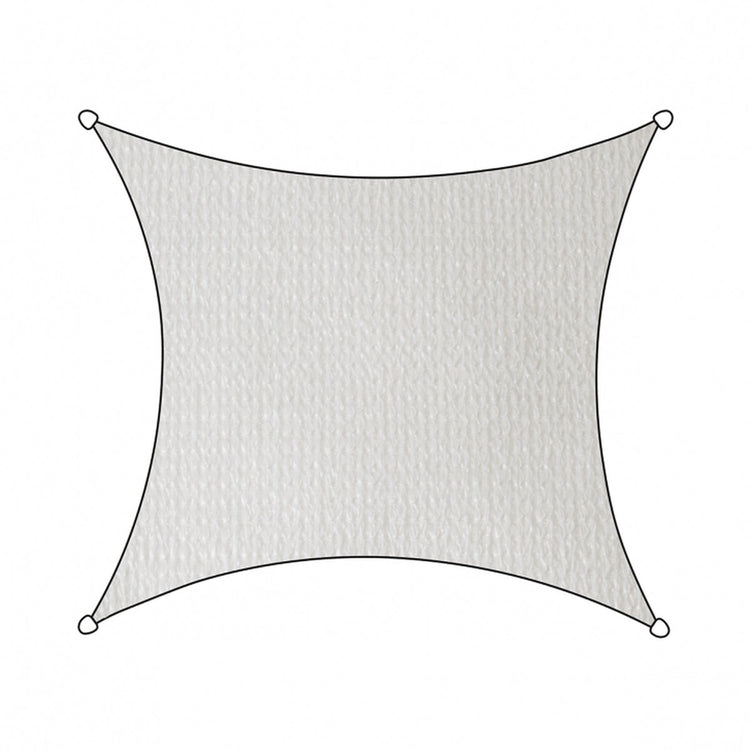 Toile d'ombrage Livin' outdoor livn ISO HDPE carré 5m blanc - perméable au vent et à l'eau - épaisseur de la toile : 185 gr m2 - avec cordon de montage et anneaux de montage en acier inoxydable