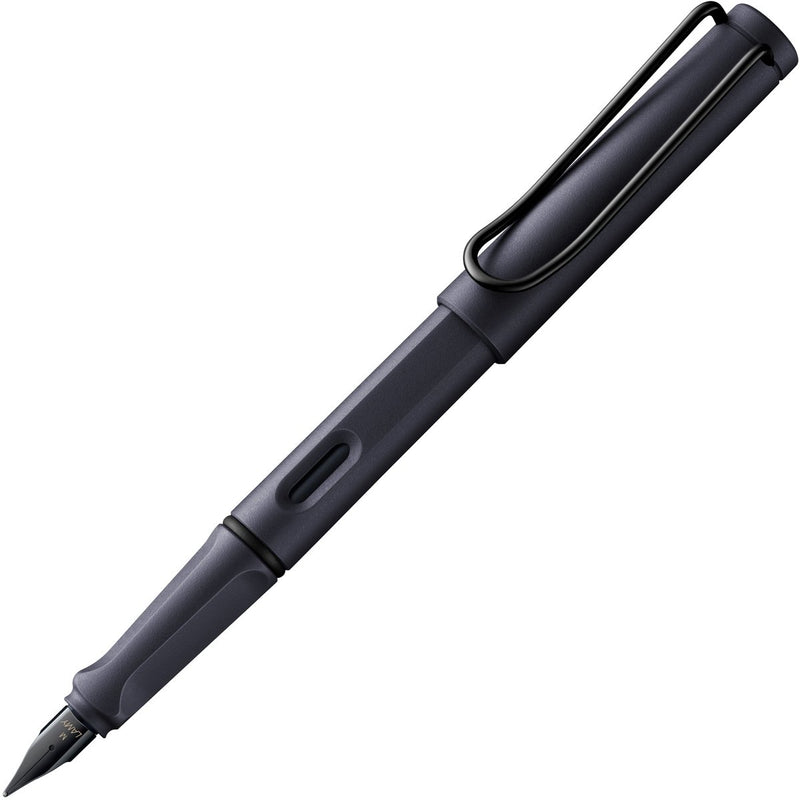 Stylo plume Lamy safari acier noir | poignée ergonomique | en plastique | plume en acier m | avec cartouche d'encre bleue T 10 – droitier