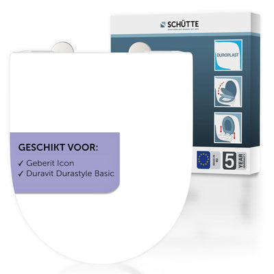 Abattant WC Schütte 82813 pro 6 - forme D - frein de chute - amovible - convient pour Geberit Icon, Duravit Durastyle Basic - capacité de charge jusqu'à 250 kg