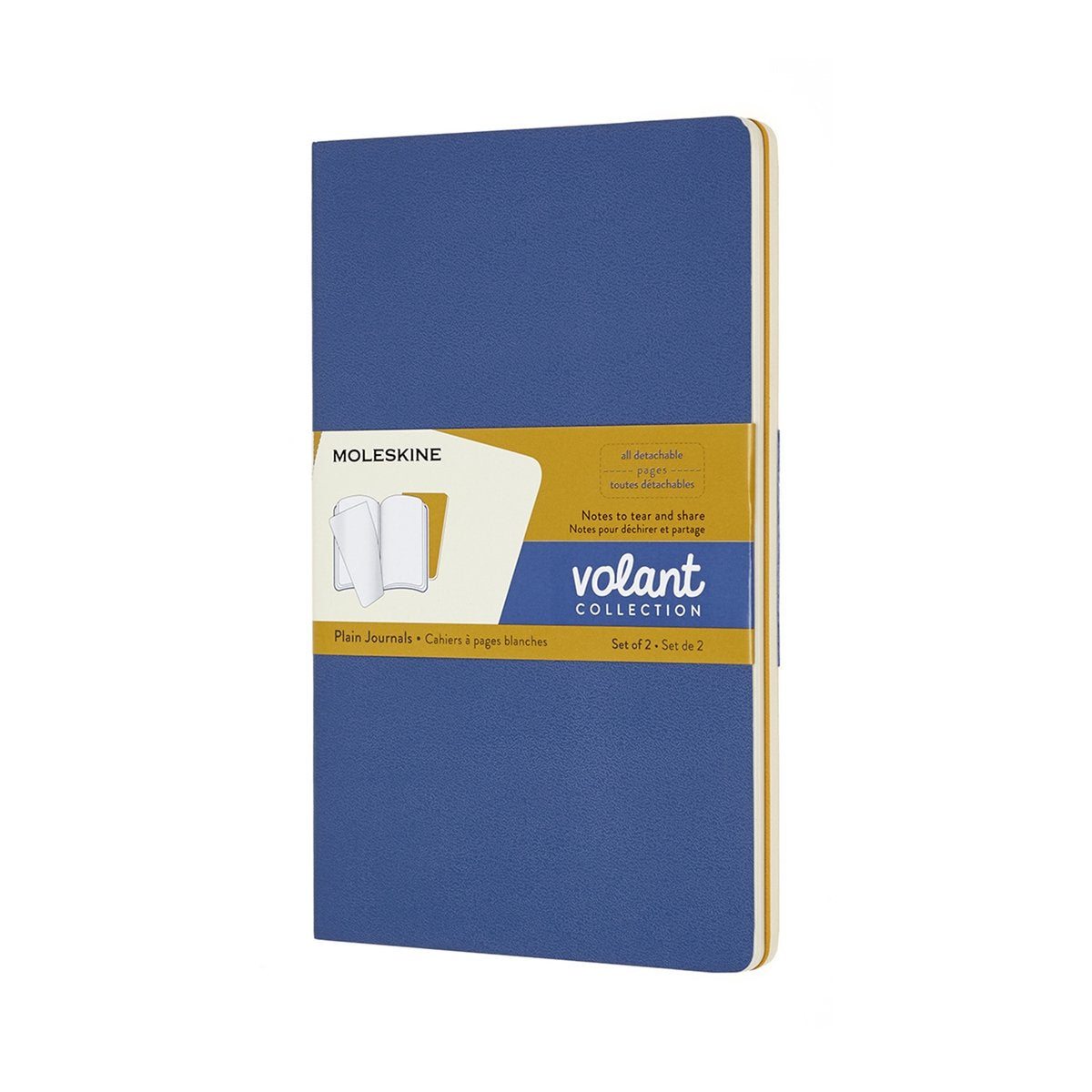 Carnets à volants Moleskine - grands - vierges - bleu jaune