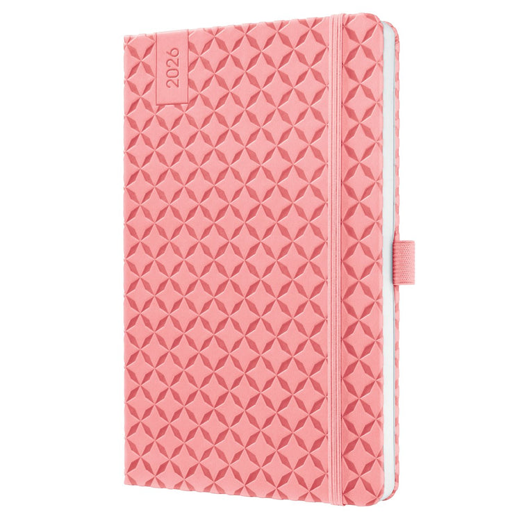 Agenda hebdomadaire Sigel Flair 2026 - format A5 - rose rose - couverture rigide - si-j6111