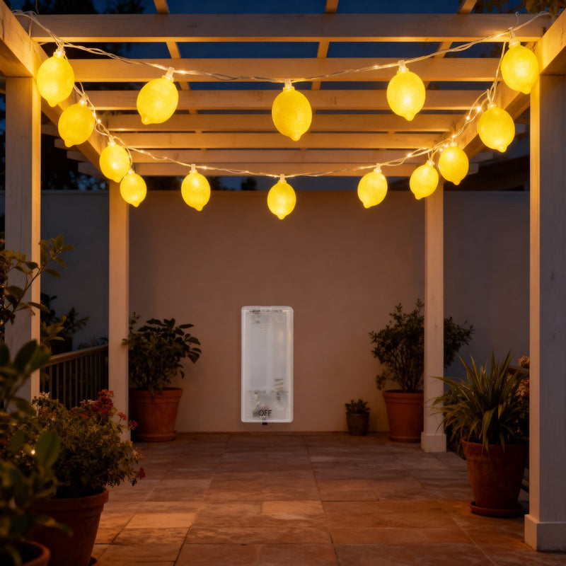 Arti casa guirlande lumineuse citron 2m - guirlande lumineuse 10 LED blanc chaud - guirlande lumineuse alimentée par batterie 2x AA - guirlande lumineuse pour l'intérieur - éclairage décoratif