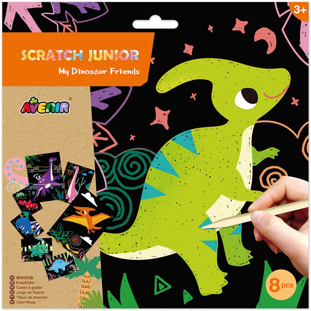 Avenir scratch art - dinosaure - 8 plaques à gratter différentes - 3 ans