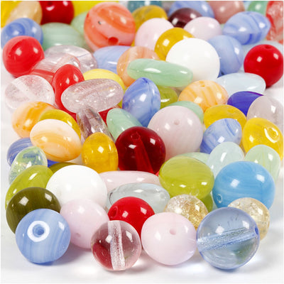 Perles de verre de la compagnie Creativ Divers, ovale, cercle, 60 grammes