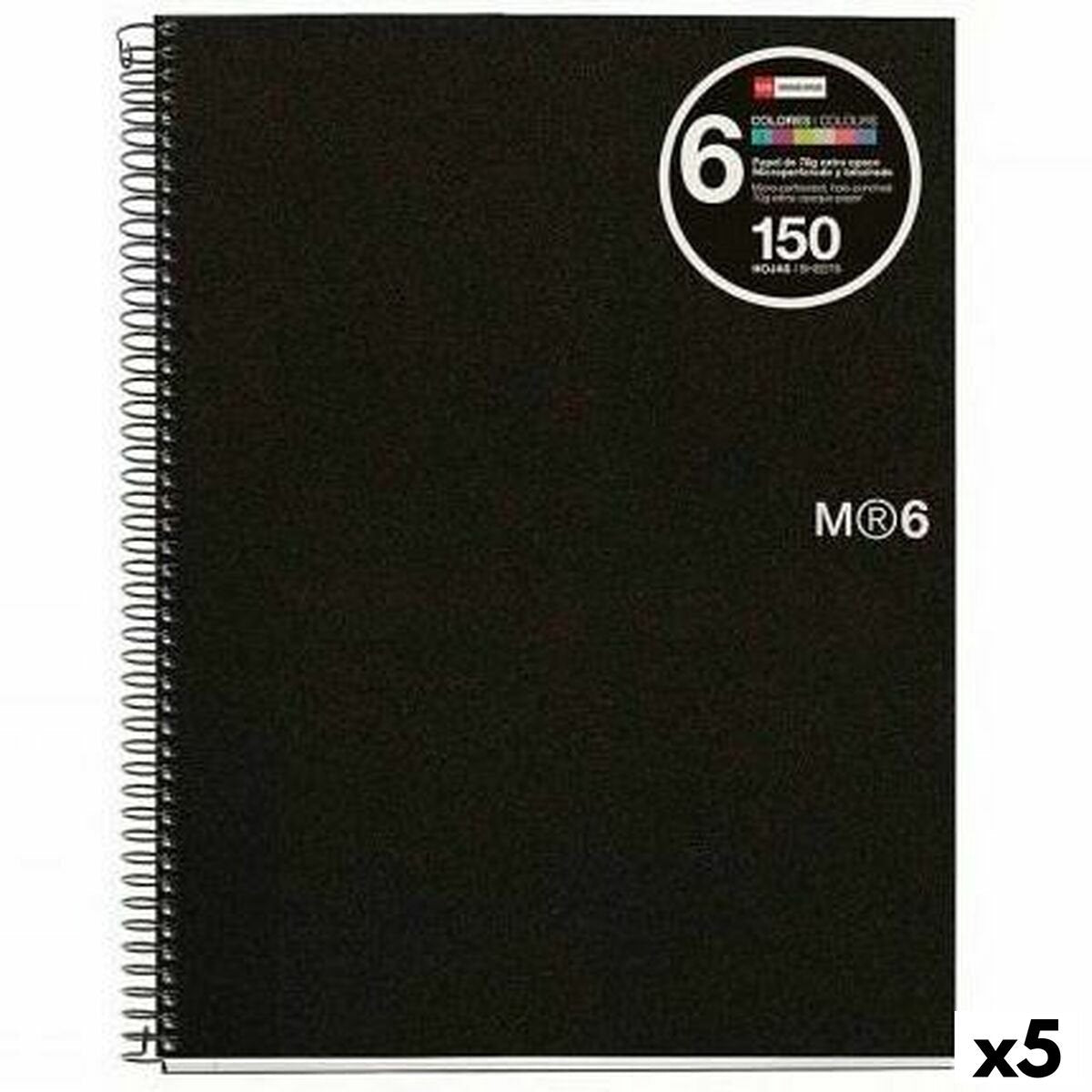 Miquelrius livre sur les anneaux noir a5 150 feuilles (5 pièces)