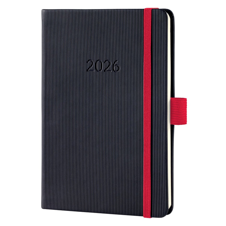 Agenda hebdomadaire Sigel 2026 conceptum - format a6 - noir rouge - couverture rigide - si-c2609