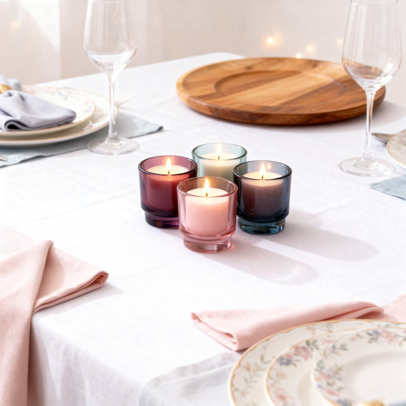 Arti casa photophores lot de 4 - photophore en verre - décoration de salon - ø9 x 10 cm