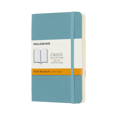Carnet classique Moleskine - pochette - couverture souple - ligné - bleu récif