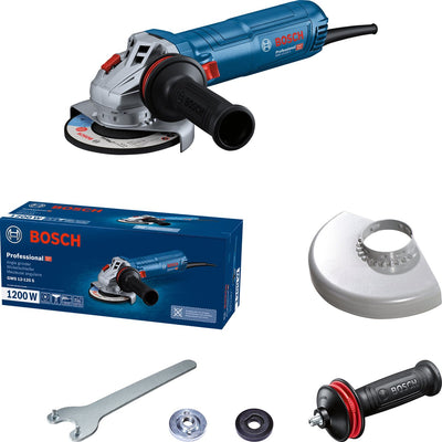Bosch professional gws 12-125 s - meuleuse d'angle - avec poignée de contrôle des vibrations - capot de protection - capot de protection clipsable - bride de montage - écrou de serrage - clé à ergots